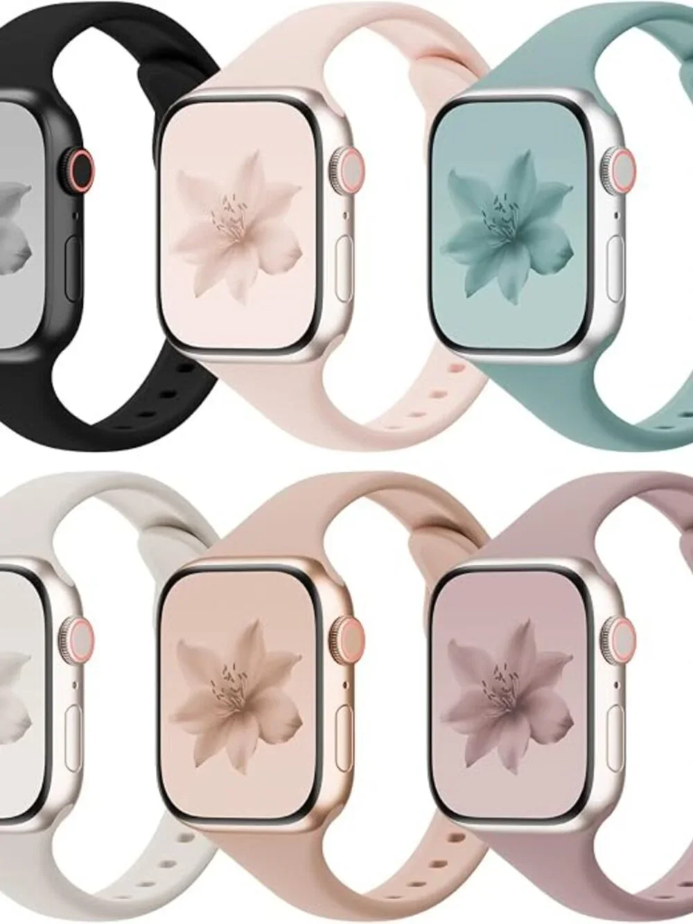 Apple Watch Slim Silicone Sport Bands Bundle 14mm Thin Strap, 16 pack